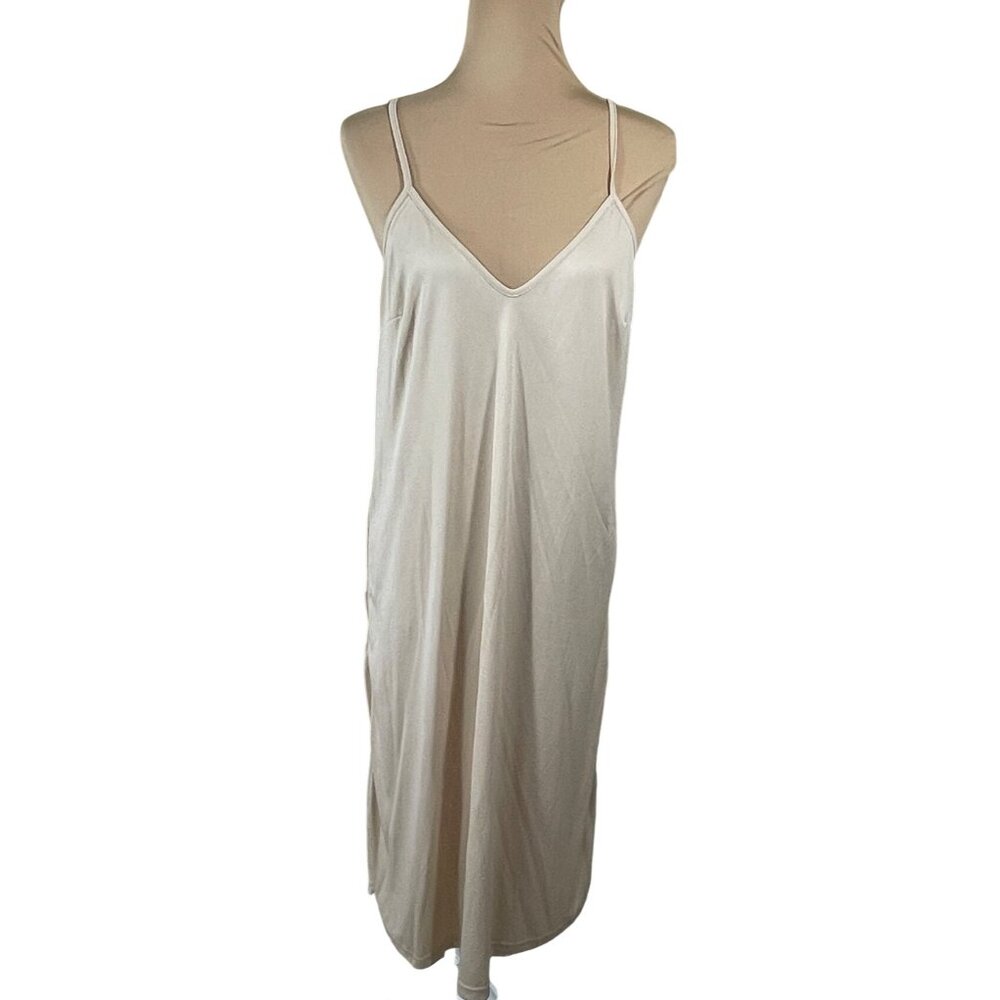 Aura Boho Maxi Dress Cream Peach Size L Large Long Sleeve Ruffle - Picture 5 of 8